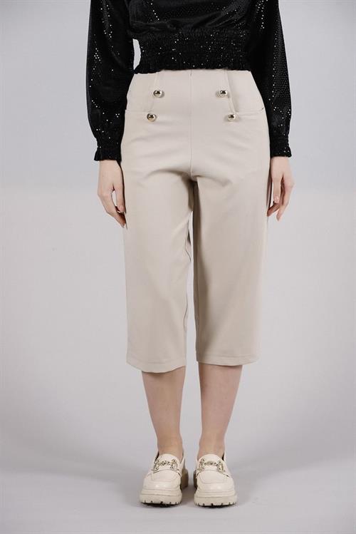 L Pocket Shabby Wholesale Pants with Ornamental Buttons - Open Stone