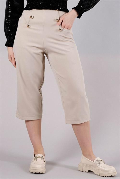 L Pocket Shabby Wholesale Pants with Ornamental Buttons - Open Stone