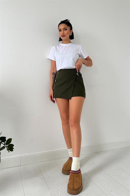 Wholesale Khaki Buckled Skorts
