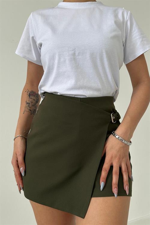 Wholesale Khaki Buckled Skorts