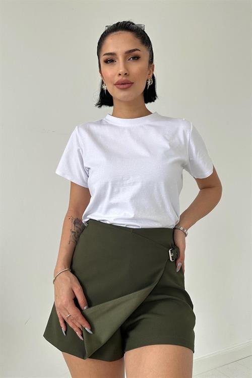 Wholesale Khaki Buckled Skorts