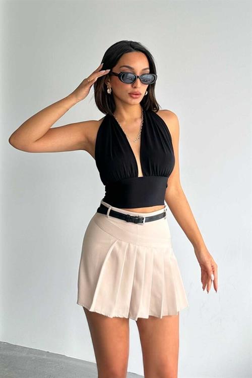 Light Stone Pleated Woven Wholesale Shorts Wholesale Skirt