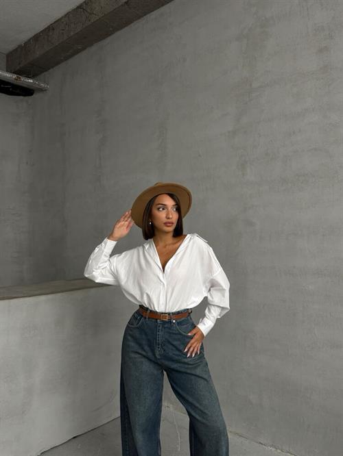 Topshow White Wholesale Shirt with Applique Detail on Back