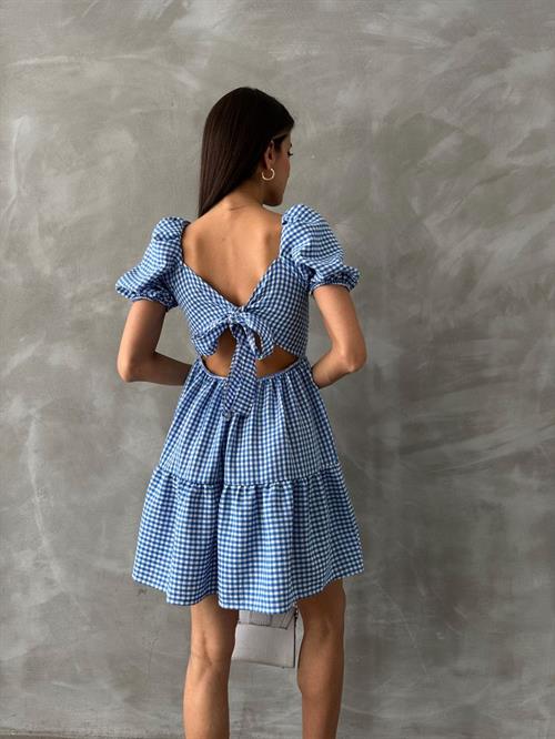 Mavi Pitikare Toptan Elbise