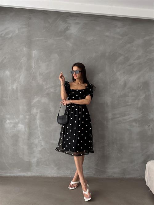 Siyah Kayık Yaka Göğüs Gipeli Toptan Elbise