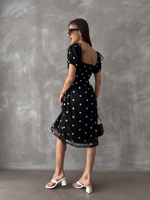 Siyah Kayık Yaka Göğüs Gipeli Toptan Elbise