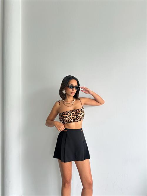 Black Pleated Woven Wholesale Skirt