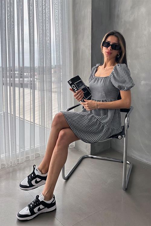 Siyah Pitikare Toptan Elbise