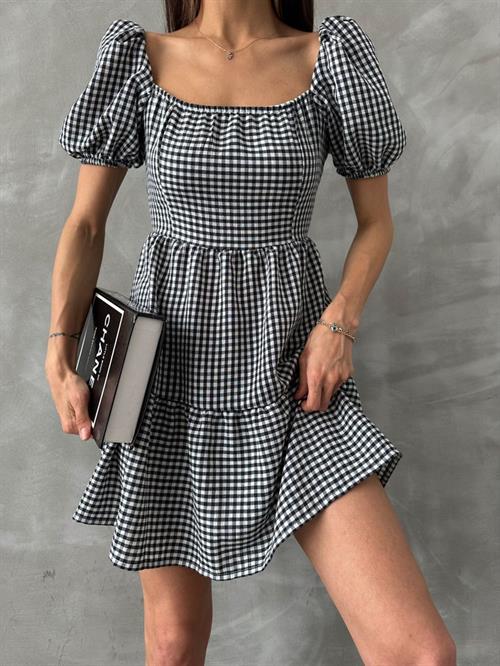 Siyah Pitikare Toptan Elbise