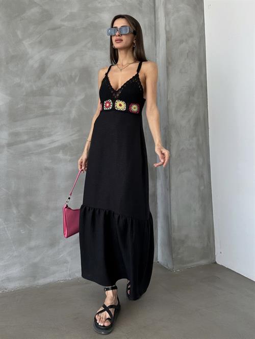 Siyah Toptan Büstiyerli Toptan Elbise