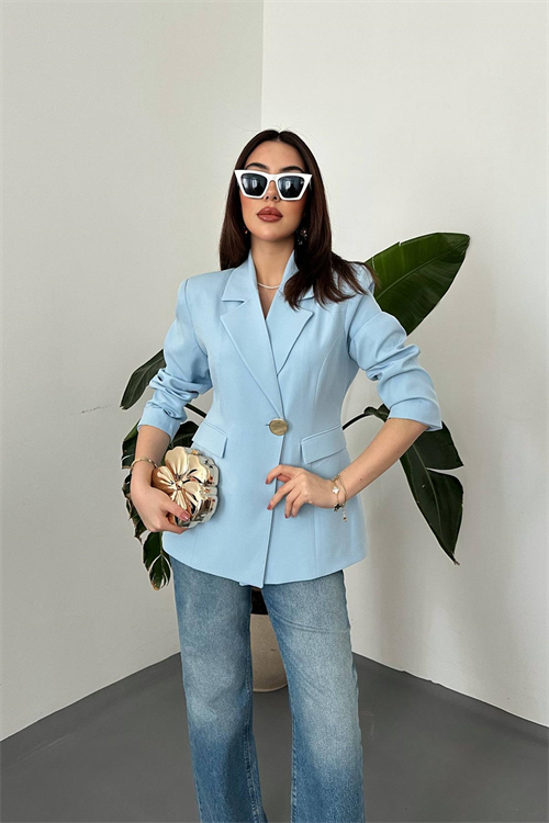 Wholesale Baby Blue Waist-Fit Blazer