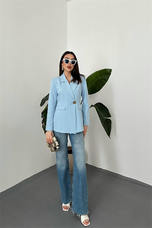 Wholesale Baby Blue Waist-Fit Blazer