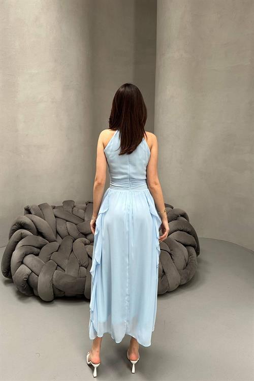 Wholesale Baby Blue Frilled Dress