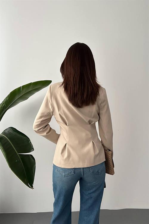 Wholesale Beige Two-Button Pleated Jacket