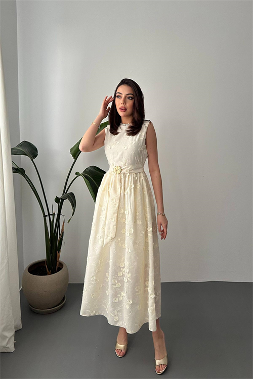 Wholesale Beige Embroidered Dress