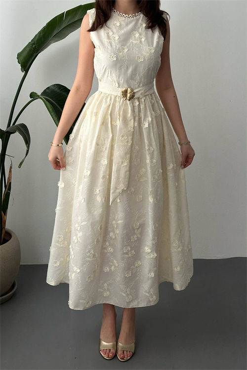 Wholesale Beige Embroidered Dress