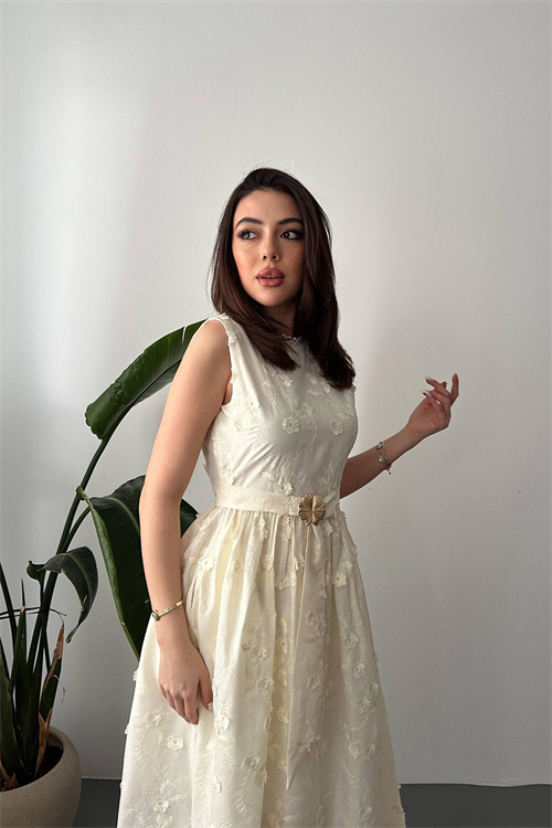 Wholesale Beige Embroidered Dress