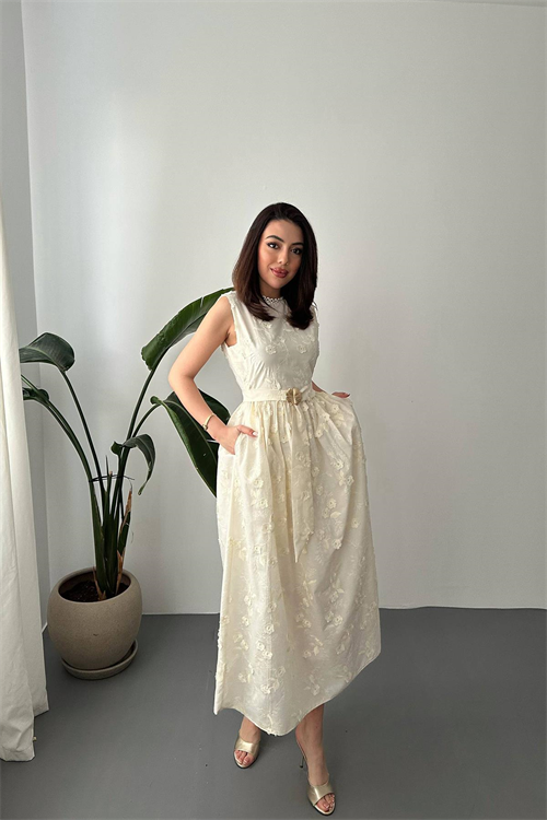 Wholesale Beige Embroidered Dress