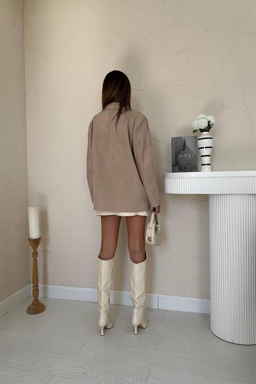 Wholesale Beige Suede Blazer