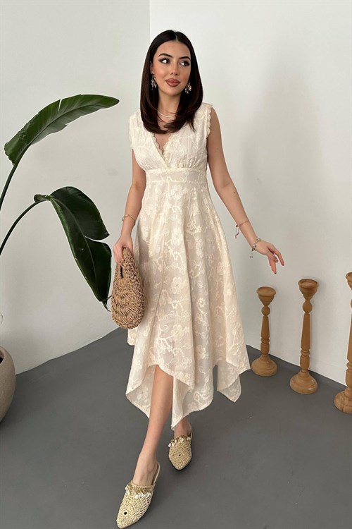 Wholesale Beige Embroidered Dress