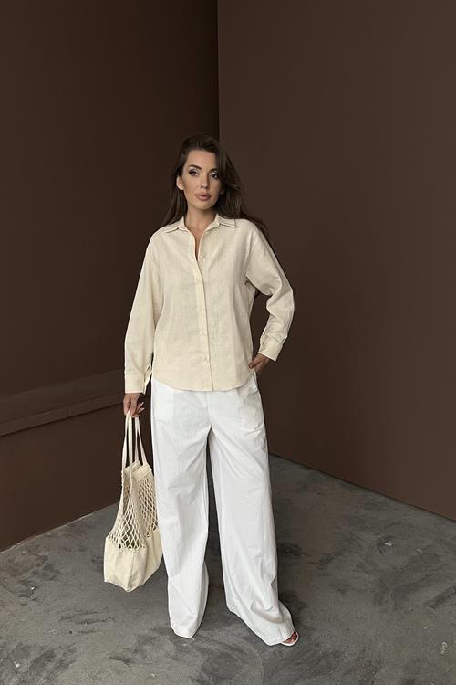 Wholesale Beige Jacquard Linen Shirt