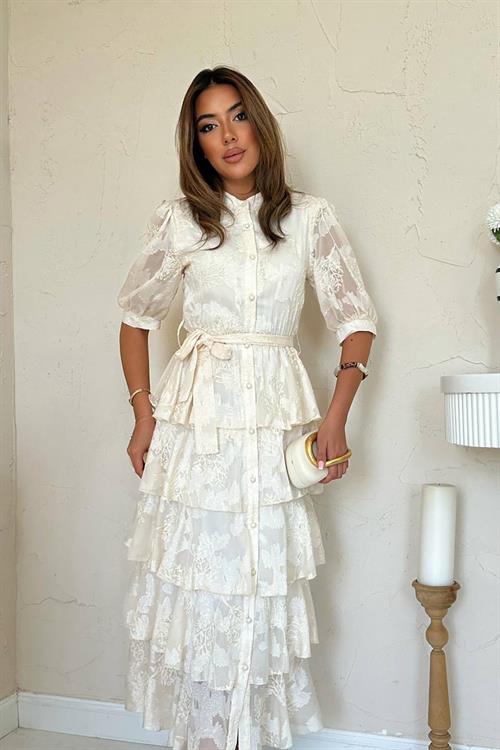 Wholesale Beige Layered Pattern Dress