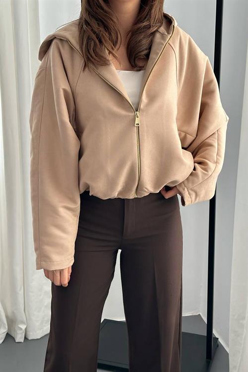 Wholesale Beige Short Jacket with Hood