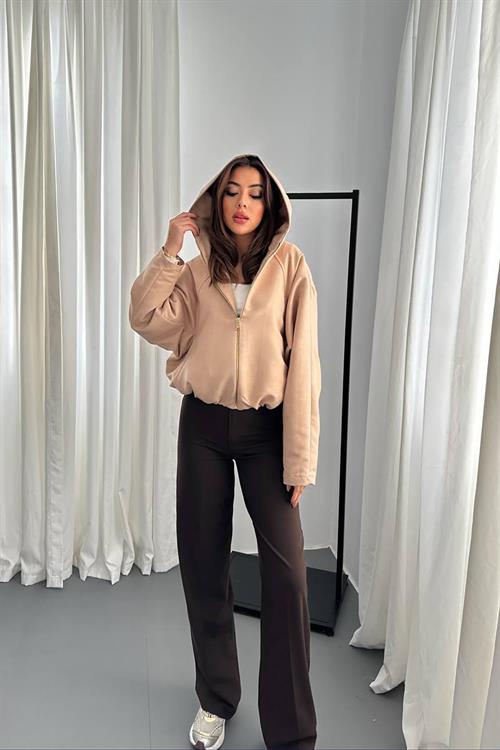 Wholesale Beige Short Jacket with Hood