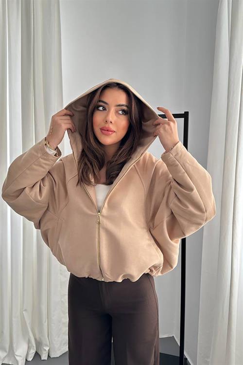 Wholesale Beige Short Jacket with Hood