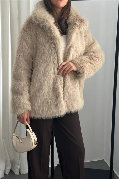 Wholesale Beige Faux Fur Coat