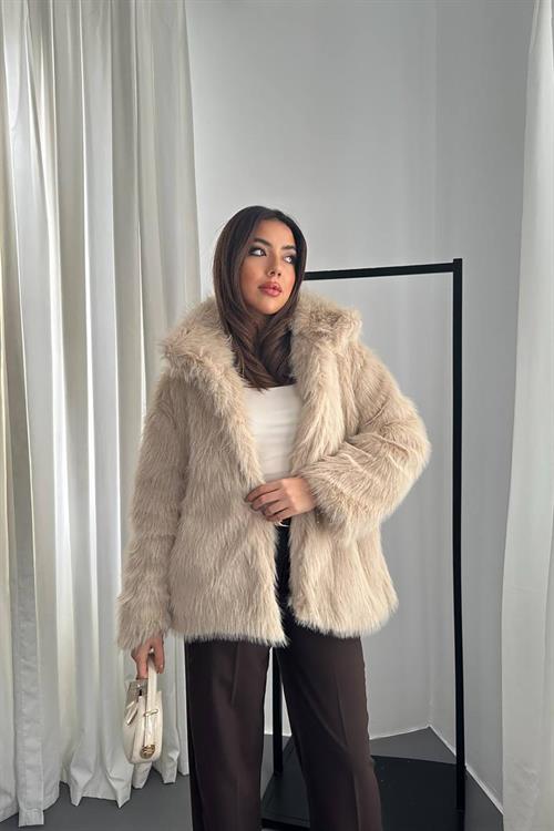 Wholesale Beige Faux Fur Coat