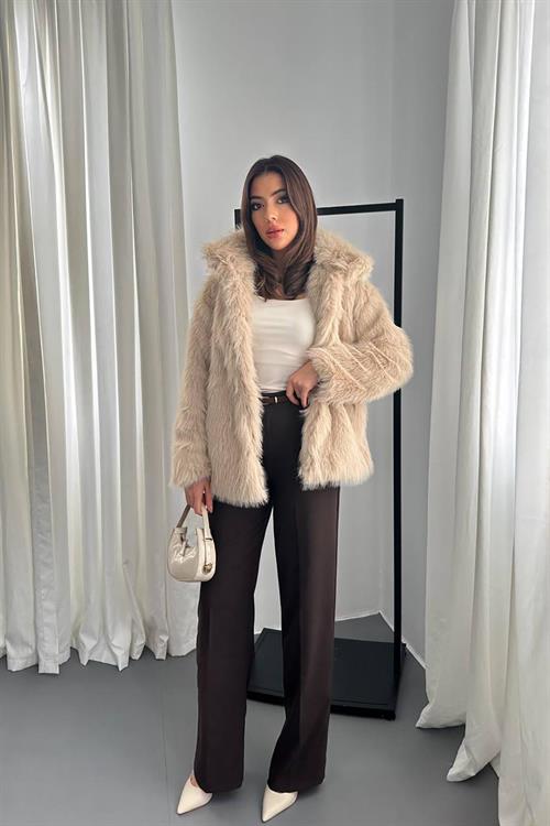 Wholesale Beige Faux Fur Coat