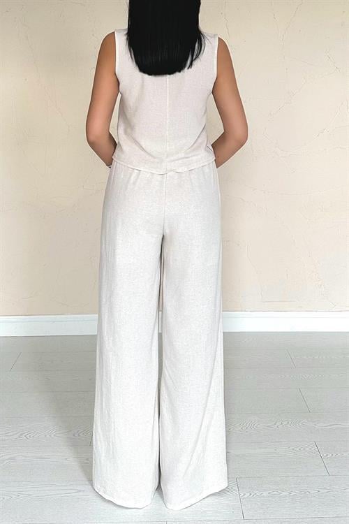 Wholesale Beige Bow Front Linen Suit