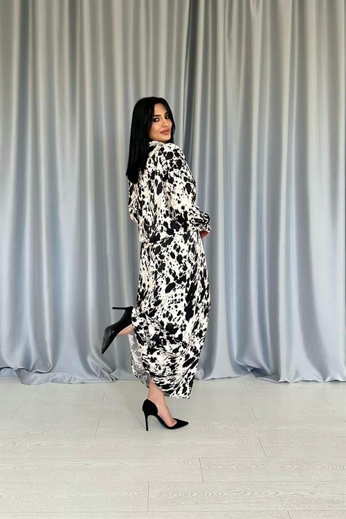 Wholesale Beige Black Patterned Viscose Suit