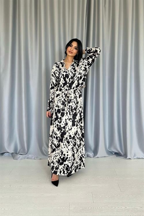 Wholesale Beige Black Patterned Viscose Suit