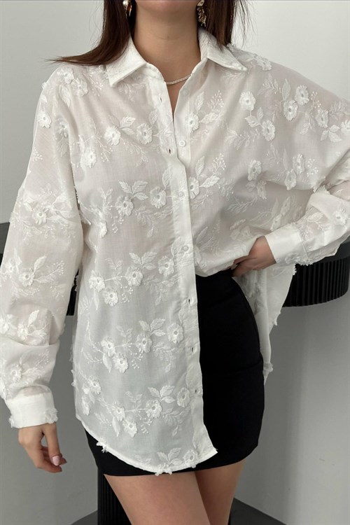 Wholesale White Embroidered Shirt