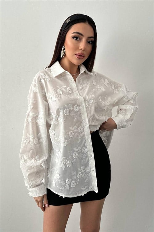 Wholesale White Embroidered Shirt