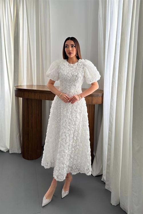 Wholesale White Dress with Rose Draping