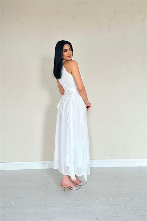 Wholesale White Frilled Dress