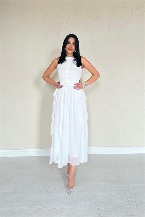 Wholesale White Frilled Dress