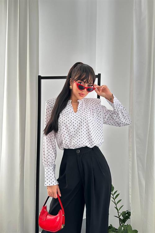 Wholesale White Polka Dot Shirt
