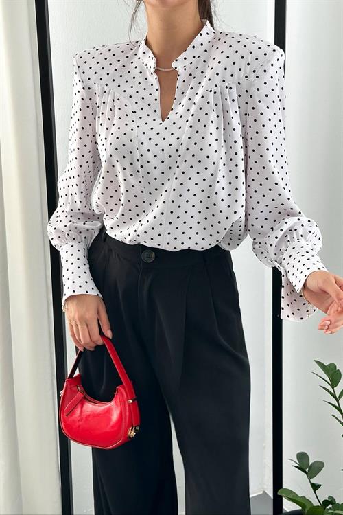 Wholesale White Polka Dot Shirt