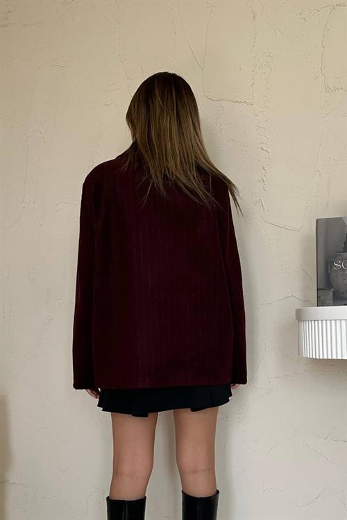 Wholesale Burgundy Striped Wool Jacket