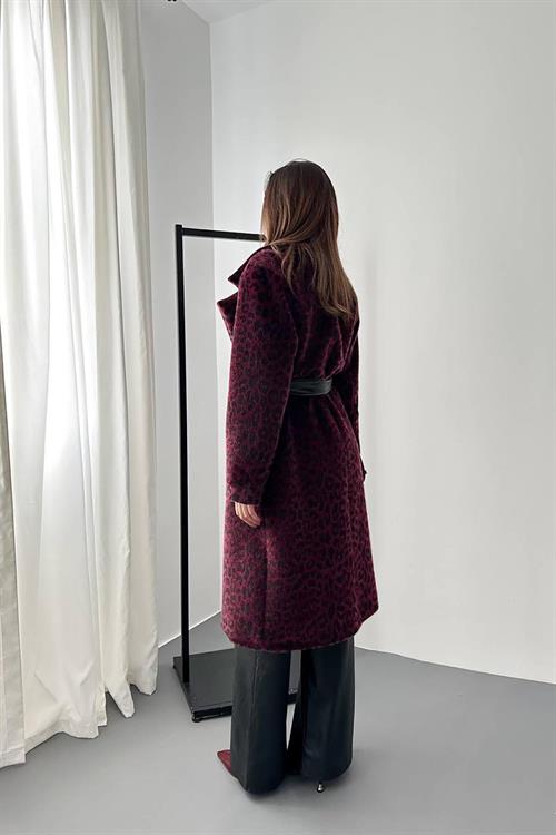 Wholesale Burgundy Coat with Leather Belt