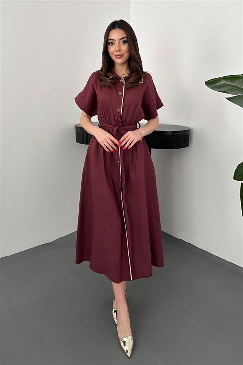 Toptan Bordo Gömlek Elbise