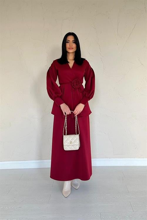 Wholesale Burgundy Rose Detailed Suit
