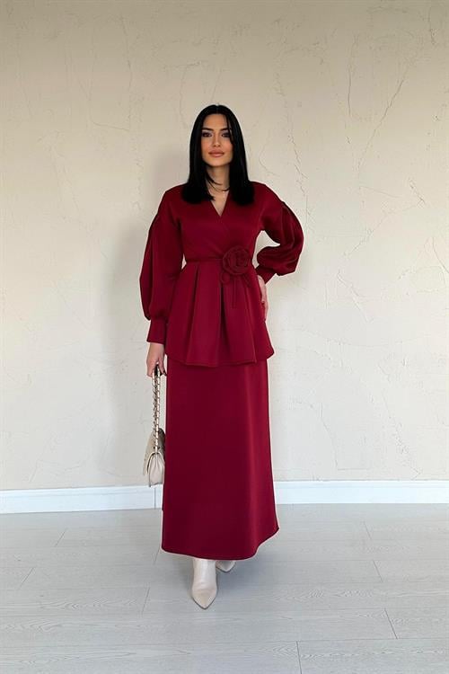 Wholesale Burgundy Rose Detailed Suit