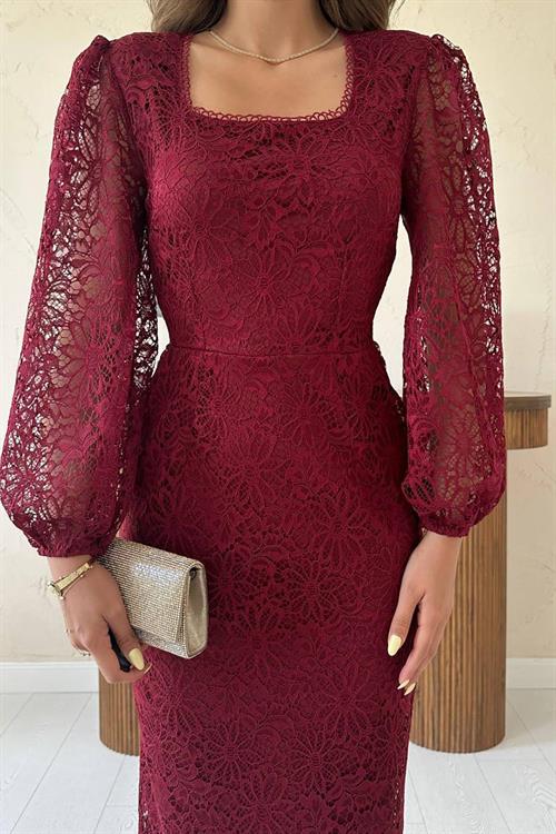 Wholesale Burgundy Lace Dress