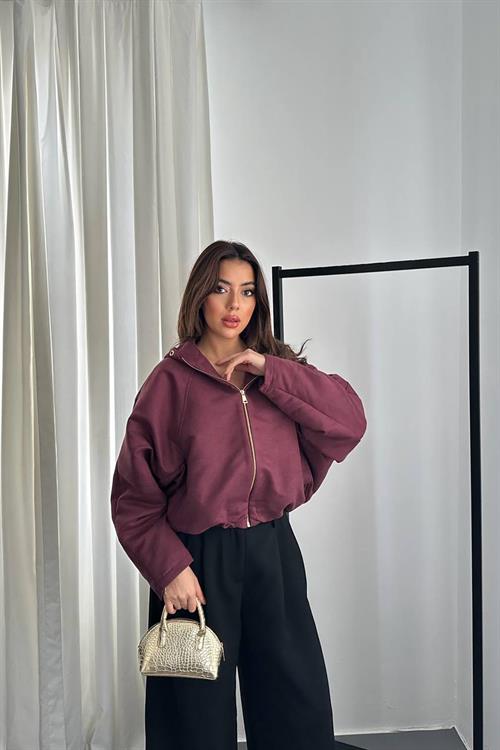 Wholesale Burgundy Short Jacket with Hood