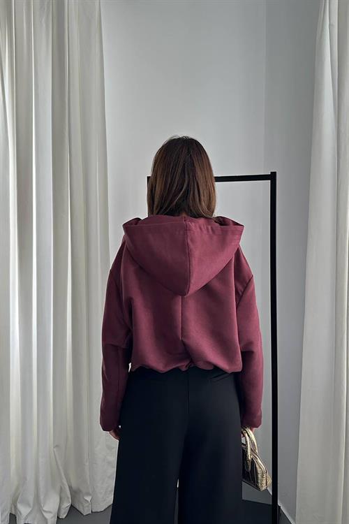 Wholesale Burgundy Short Jacket with Hood